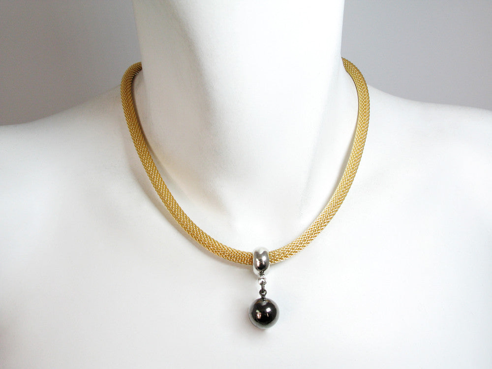 Thick Mesh Necklace with Ball Drop | Erica Zap Designs
