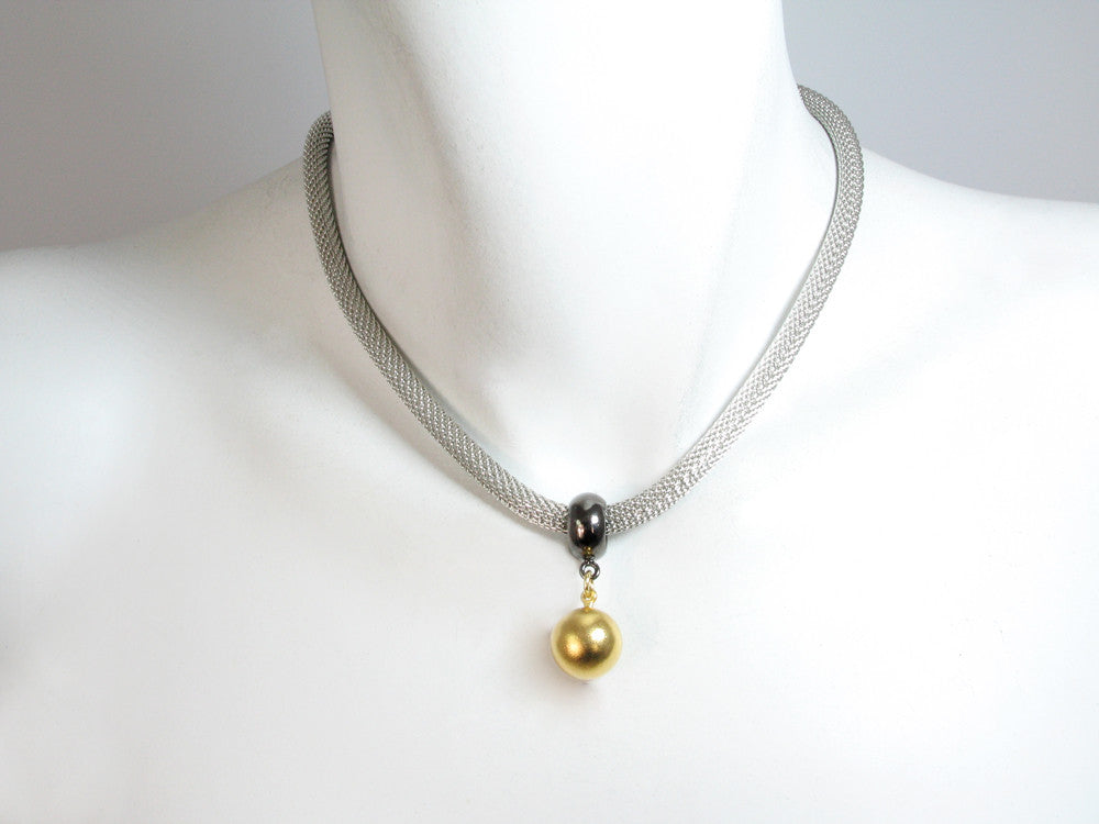 Thick Mesh Necklace with Ball Drop | Erica Zap Designs