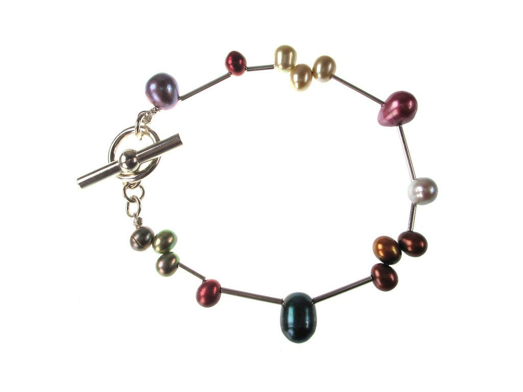 Pearl & Sterling Tube Bracelet | Erica Zap Designs