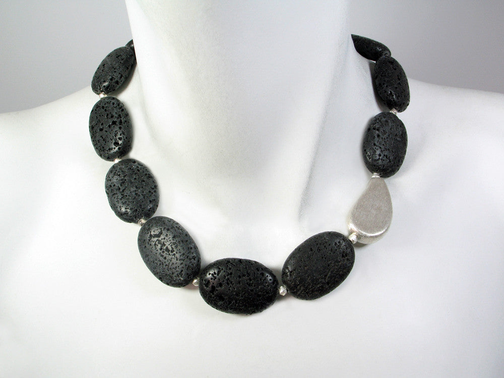 Lava Rock Necklace with Oval Bead | Erica Zap Designs