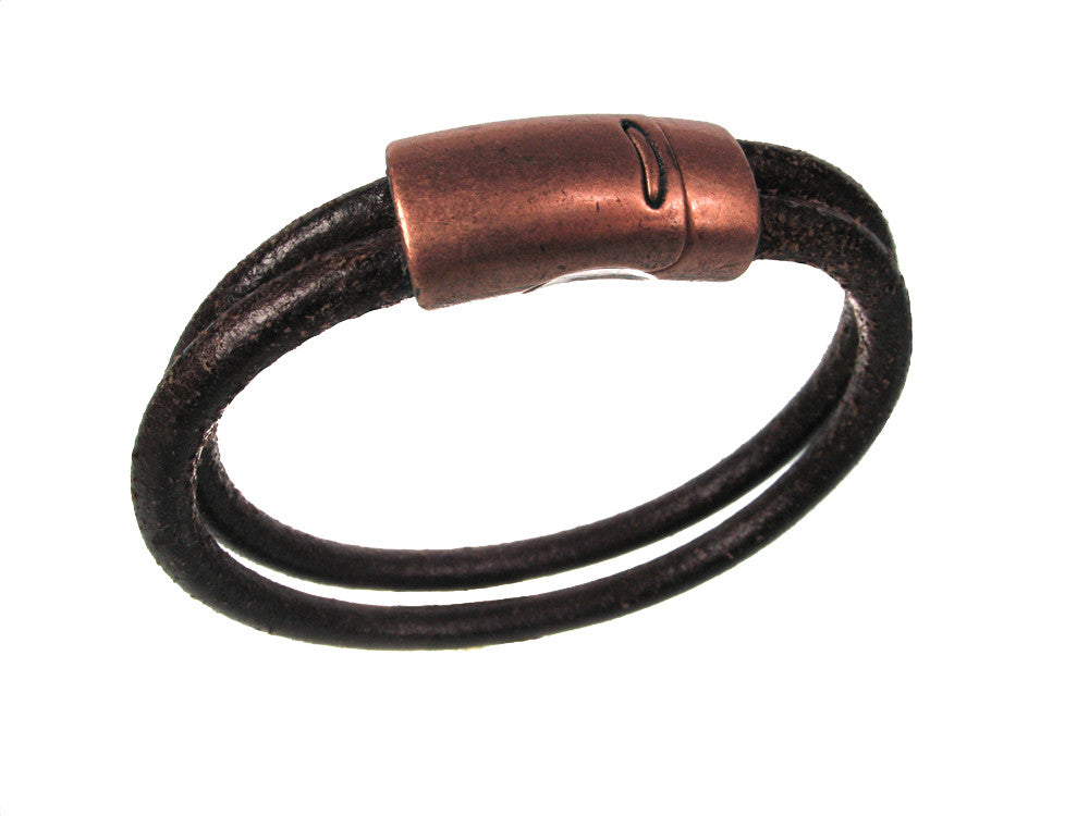 Men's Leather Bracelet | Double Strand Magnetic Clasp | Erica Zap Designs