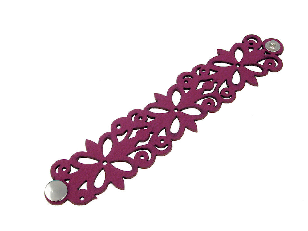Laser Cut Leather Bracelet | Clover Scroll Pattern | Erica Zap Designs