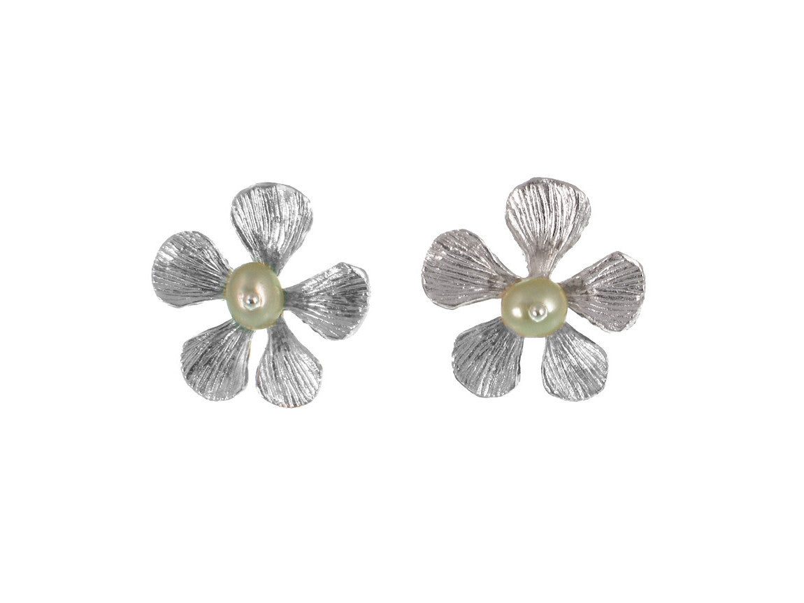 Sterling Filaree Flower & Pearl Earrings | Erica Zap Designs