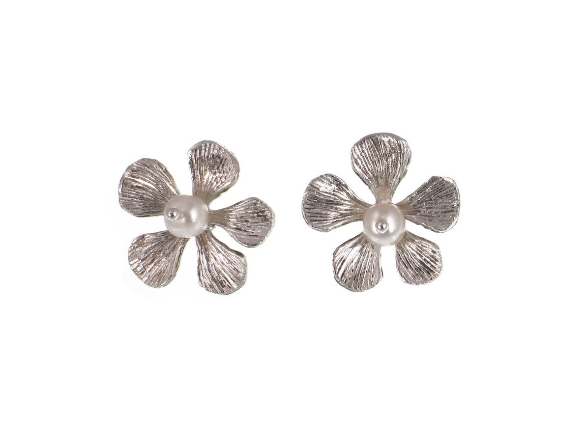 Sterling Filaree Flower & Pearl Earrings | Erica Zap Designs