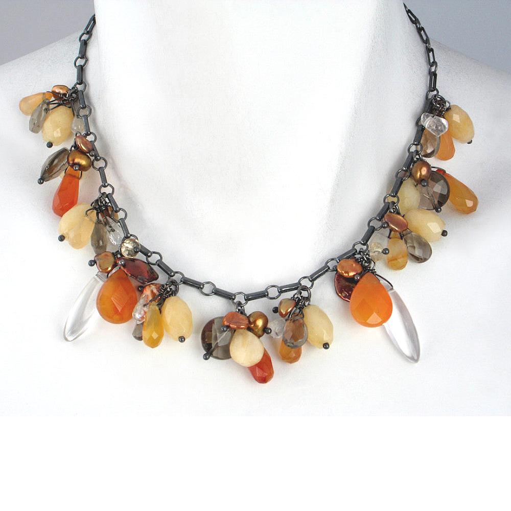 Stone Cluster Necklace | Carnelian Mix | Erica Zap Designs
