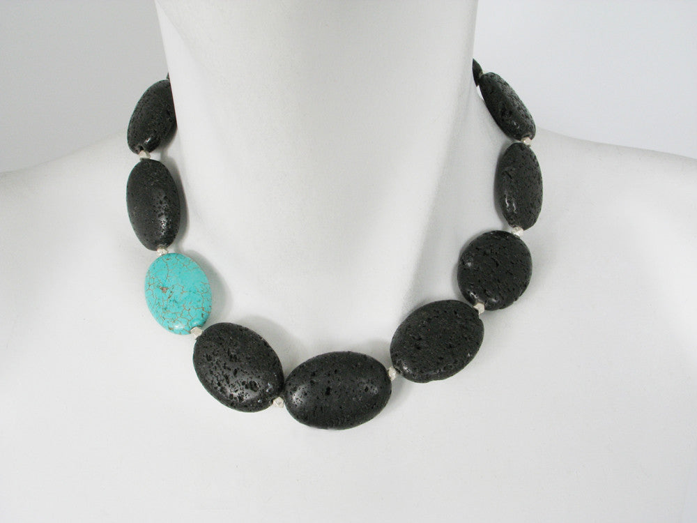 Lava Rock Necklace with Oval Bead | Erica Zap Designs