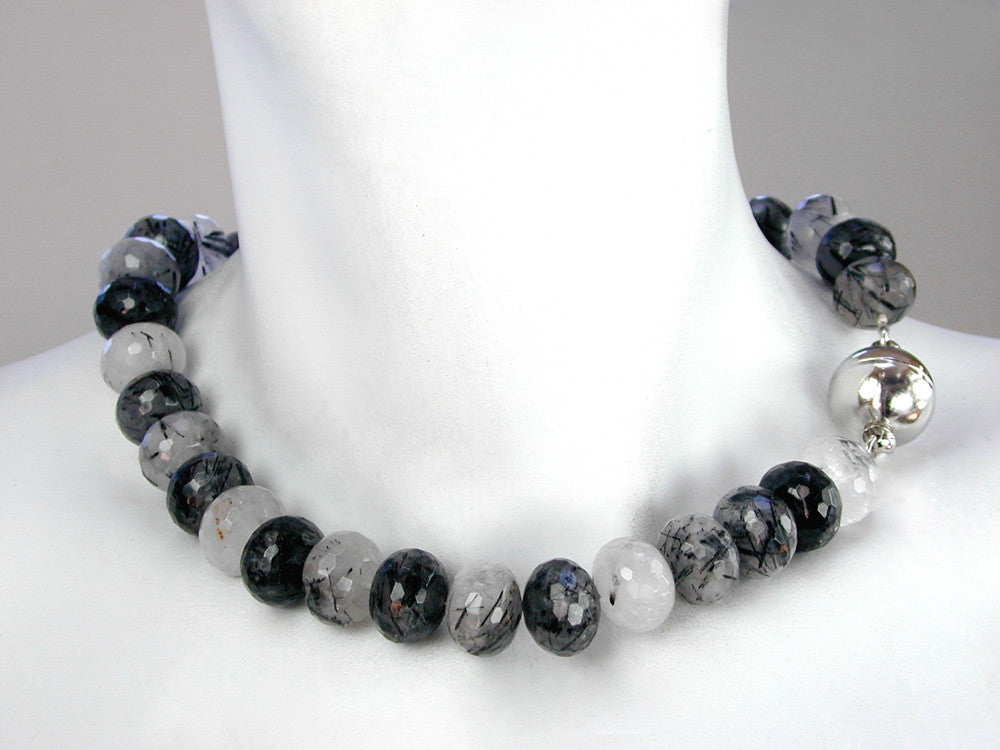 Stone Rondelle Necklace with Magnetic Ball Clasp | Erica Zap Designs