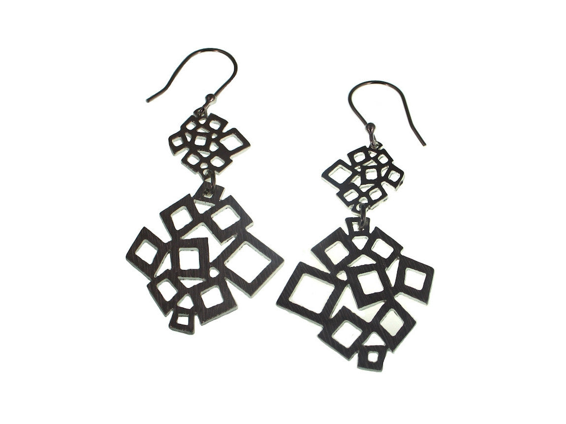 Double Geometric Square Pattern Sterling Earrings | Erica Zap Designs