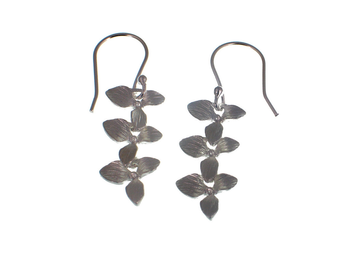 Triple Sterling Leaf Earrings | Erica Zap Designs