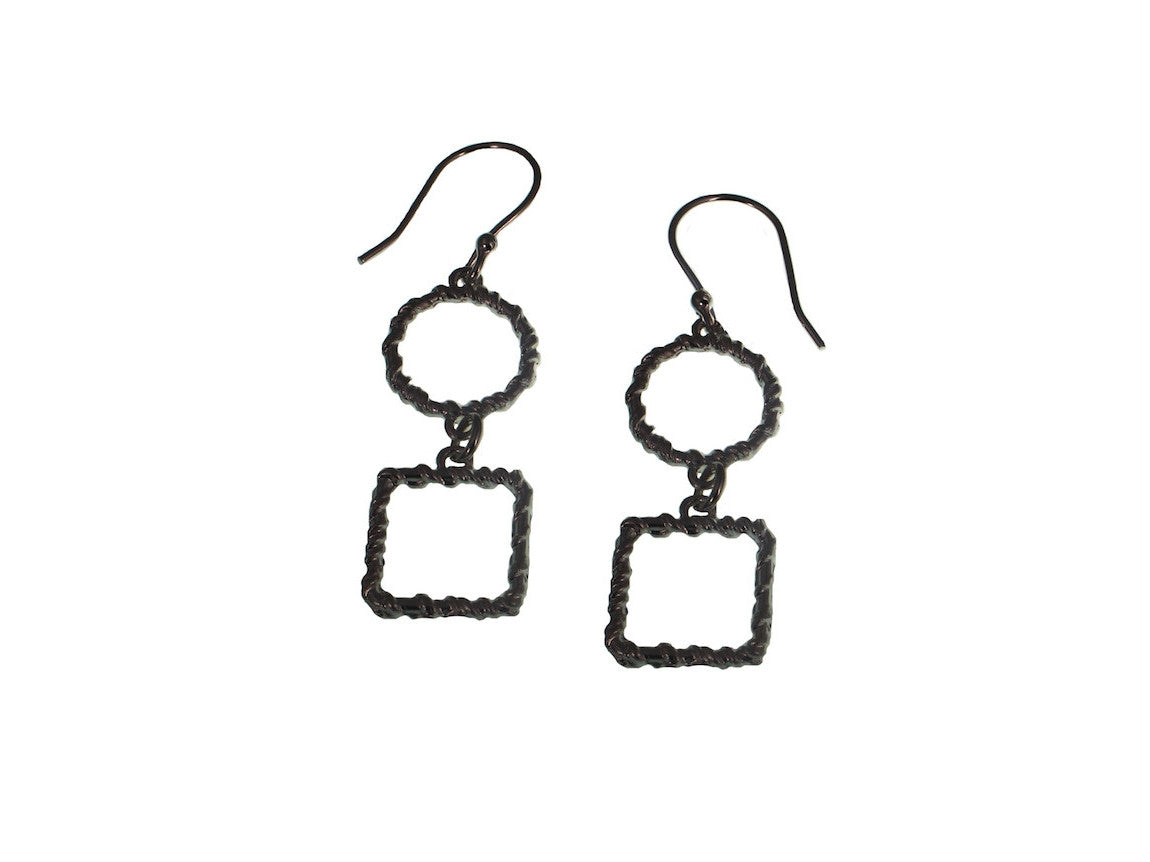 Textured Circle-Square Sterling Earrings | Erica Zap Designs