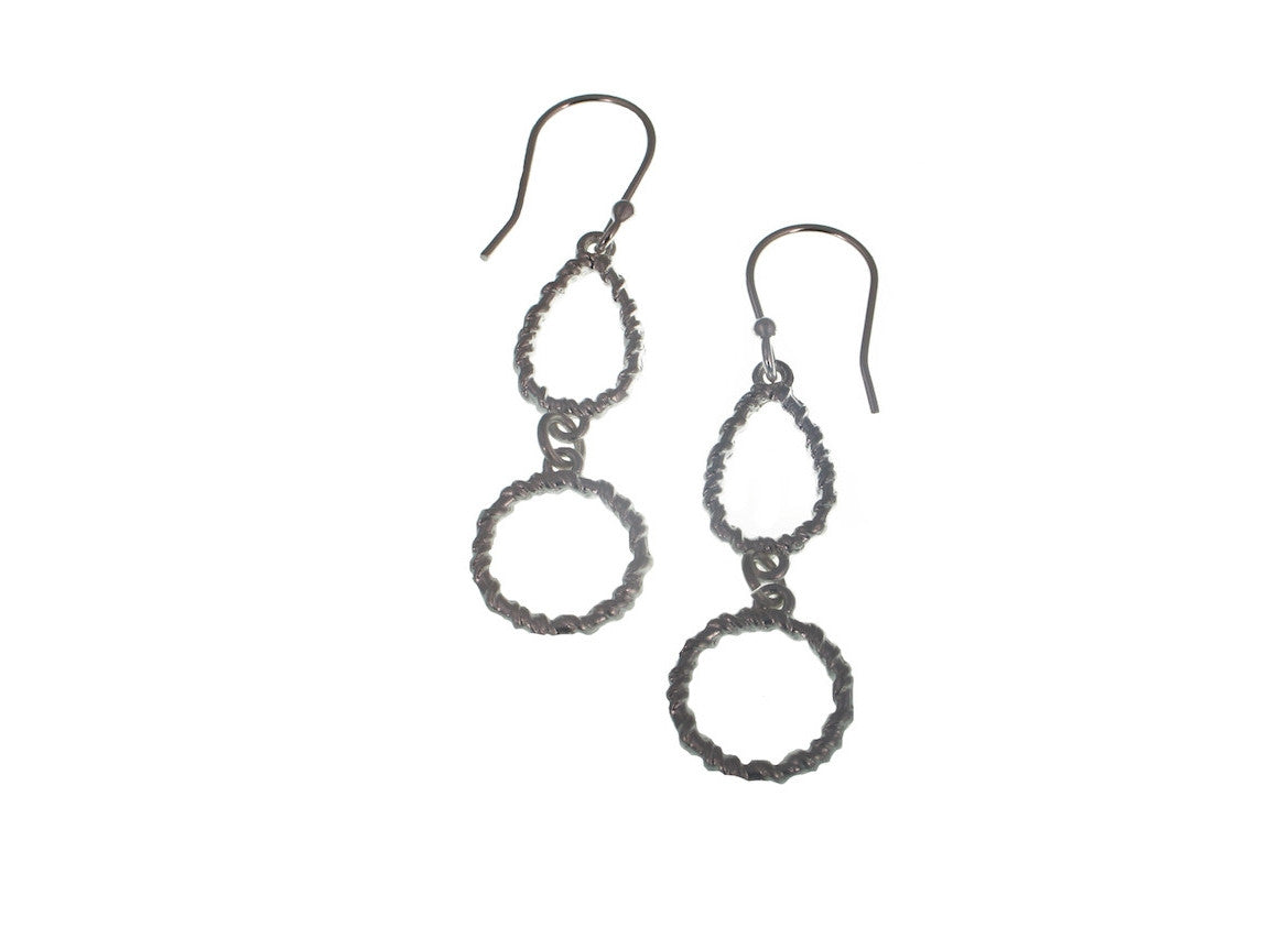 Textured Teardop-Circle Sterling Earrings | Erica Zap Designs