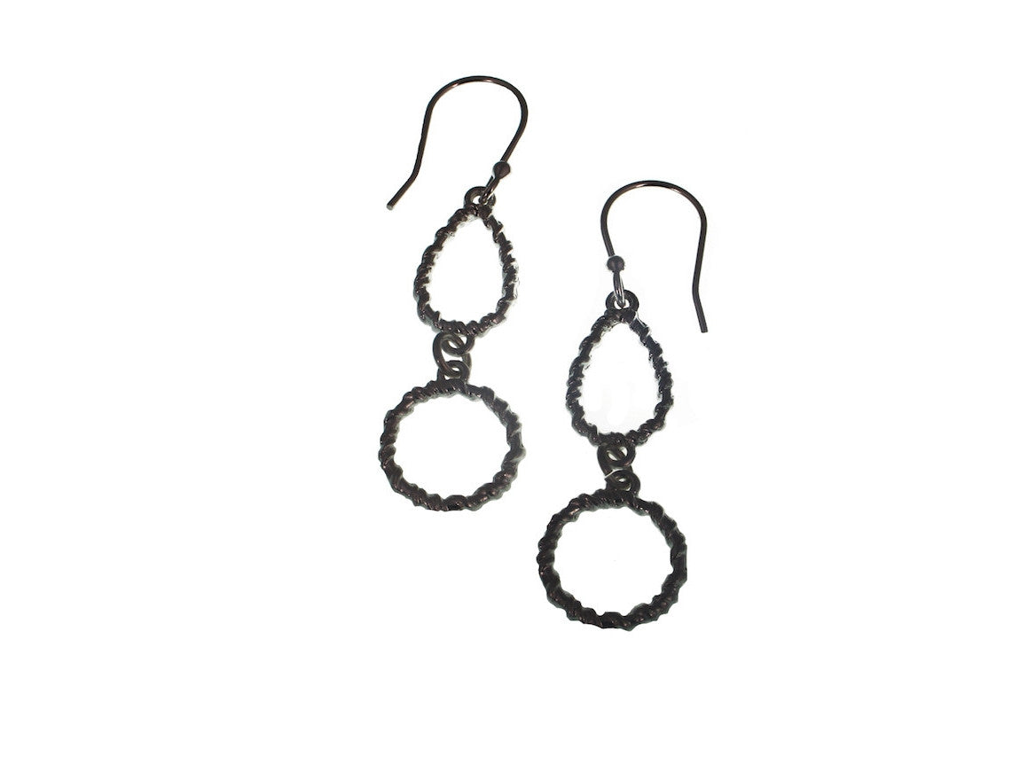 Textured Teardop-Circle Sterling Earrings | Erica Zap Designs