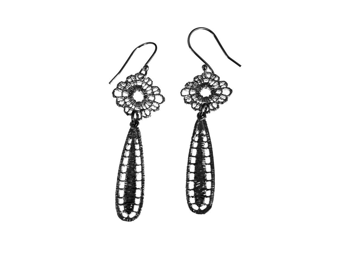 Lace Teardrop Sterling Earrings | Erica Zap Designs