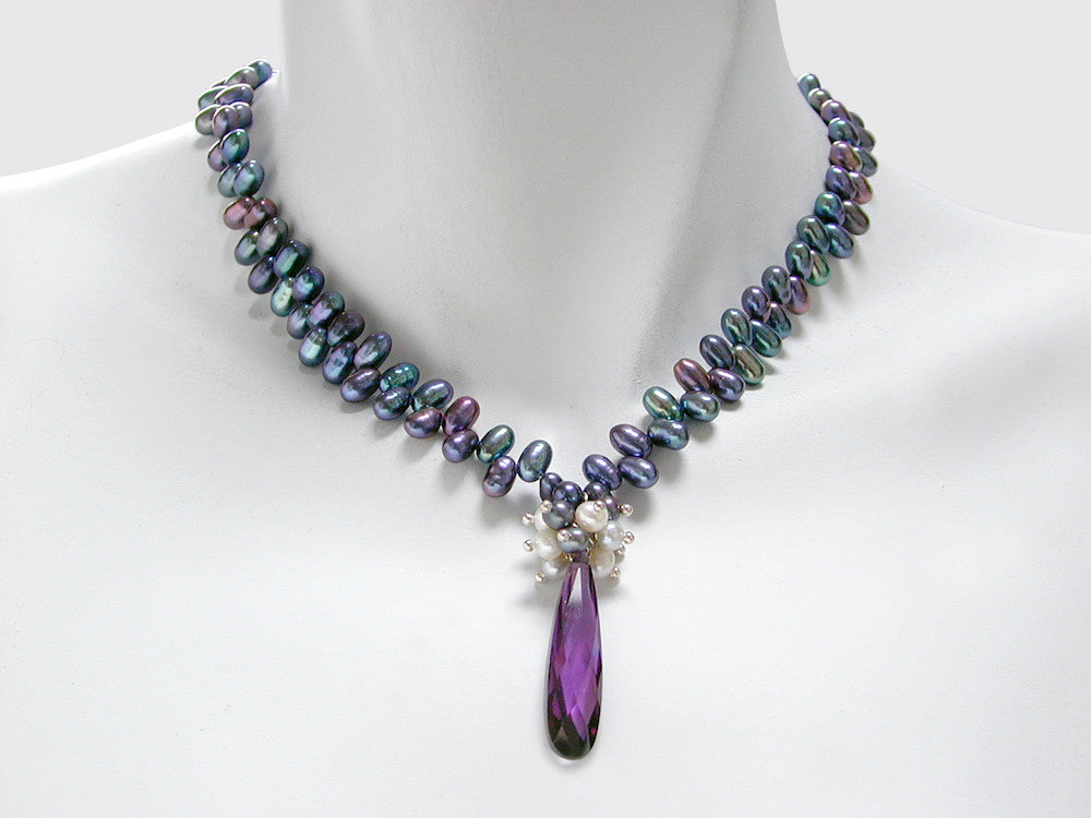 Crystal Drop Pearl Necklace | Erica Zap Designs