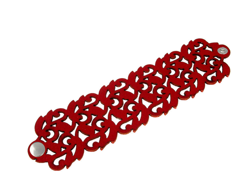 Laser Cut Leather Bracelet | Double Vine Pattern | Erica Zap Designs