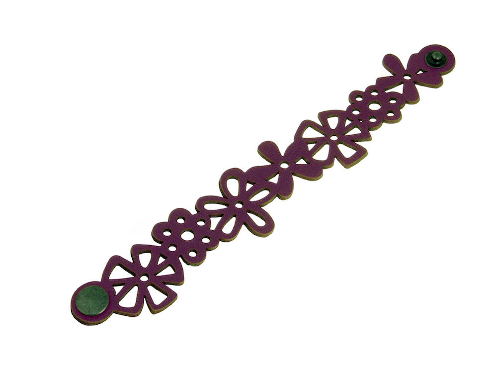 Laser Cut Leather Bracelet | Thin Multi Flower Pattern | Erica Zap Designs