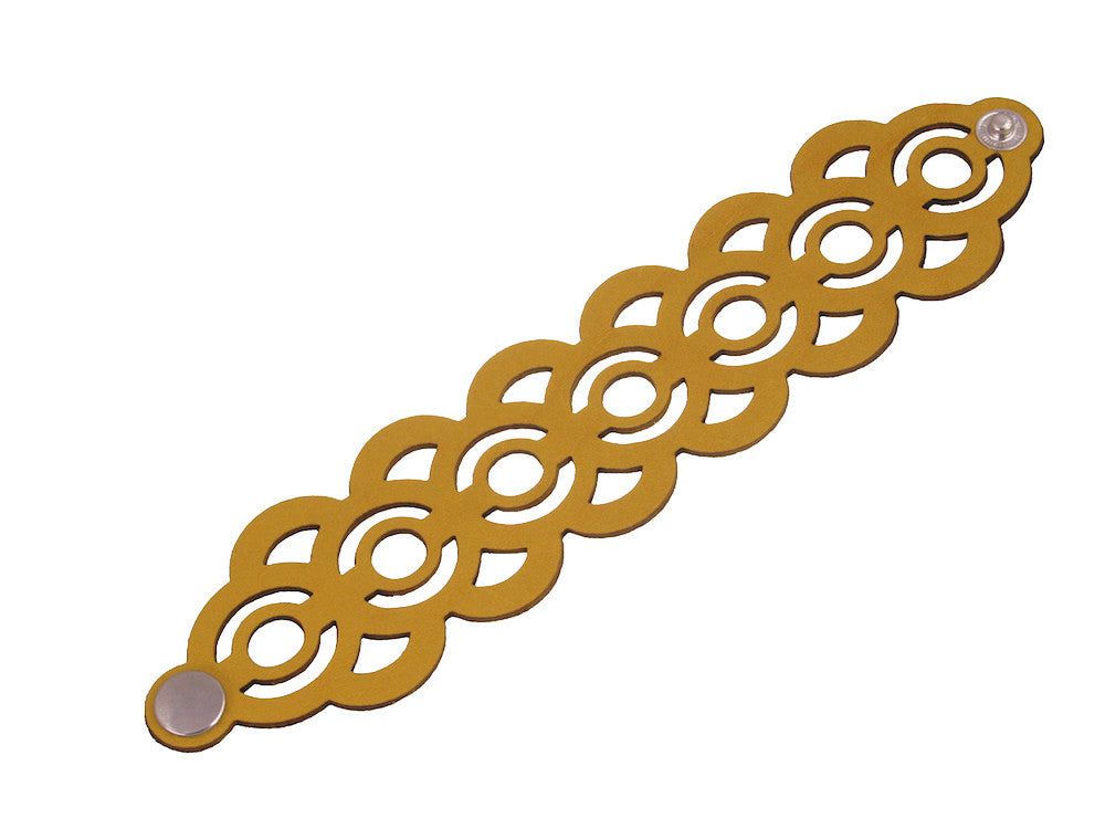 Laser Cut Leather Bracelet | Geometric Circle Pattern | Erica Zap Designs
