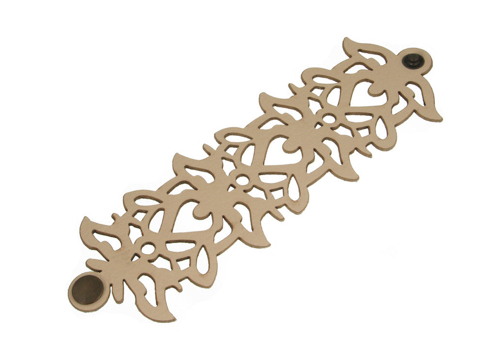 Laser Cut Leather Bracelet | Triple Lotus Pattern | Erica Zap Designs
