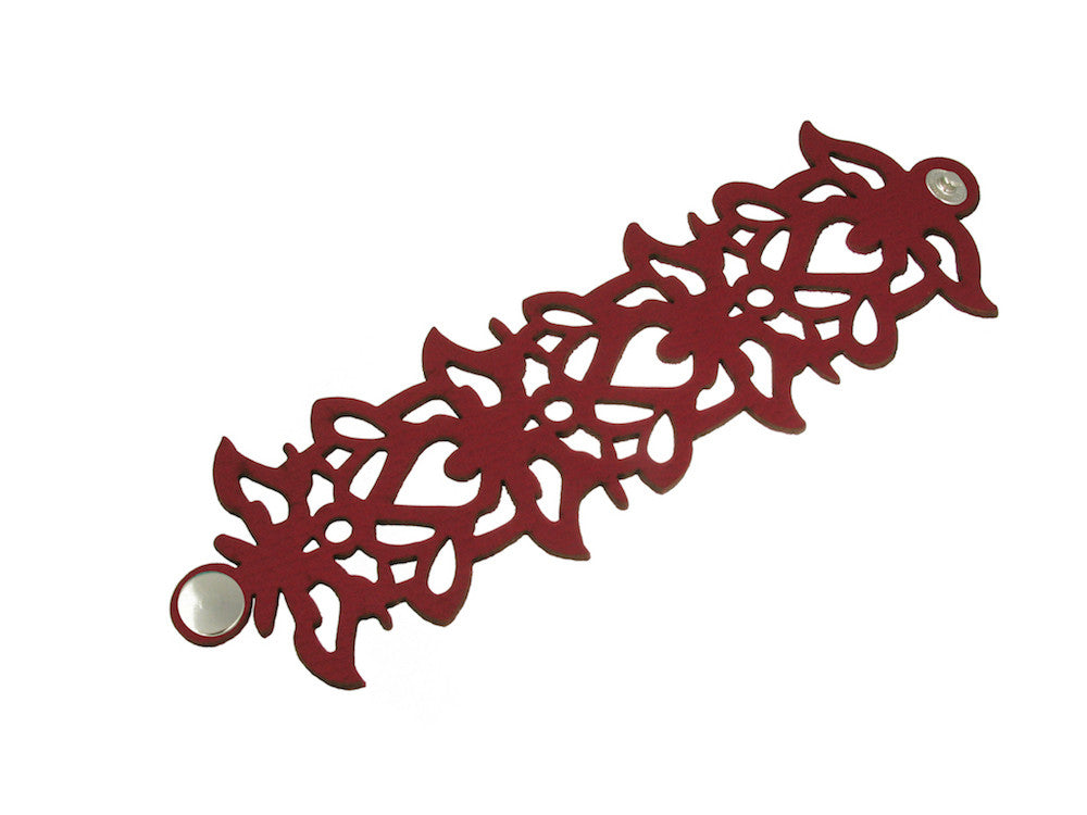 Laser Cut Leather Bracelet | Triple Lotus Pattern | Erica Zap Designs