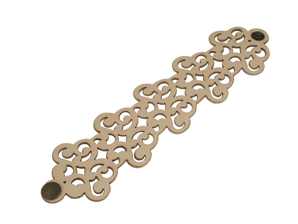 Laser Cut Leather Bracelet | Vintage Lace Pattern | Erica Zap Designs