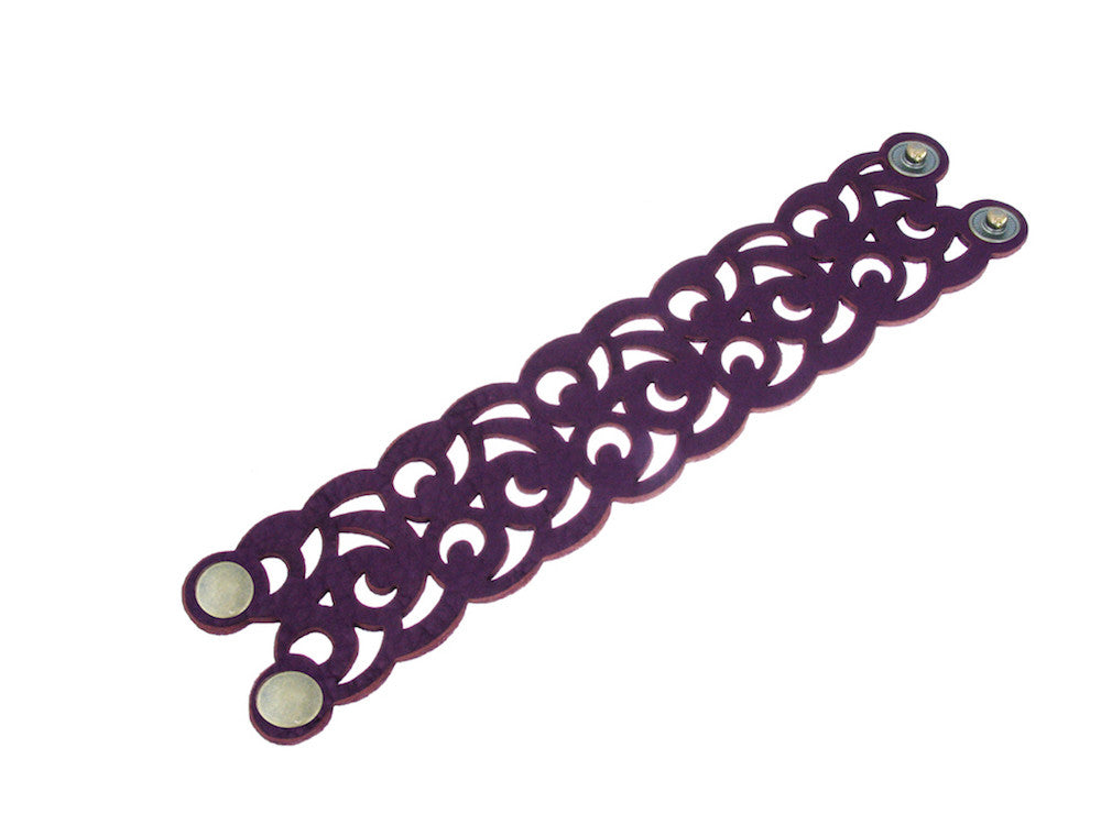 Laser Cut Leather Bracelet | Crescent Moon Swirl | Erica Zap Designs
