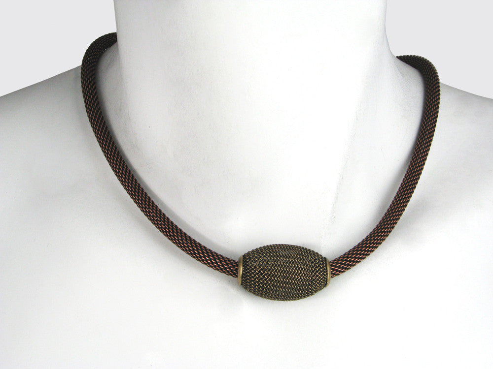 Oval Mesh Bead on Thick Mesh Strand Necklace | Erica Zap Designs