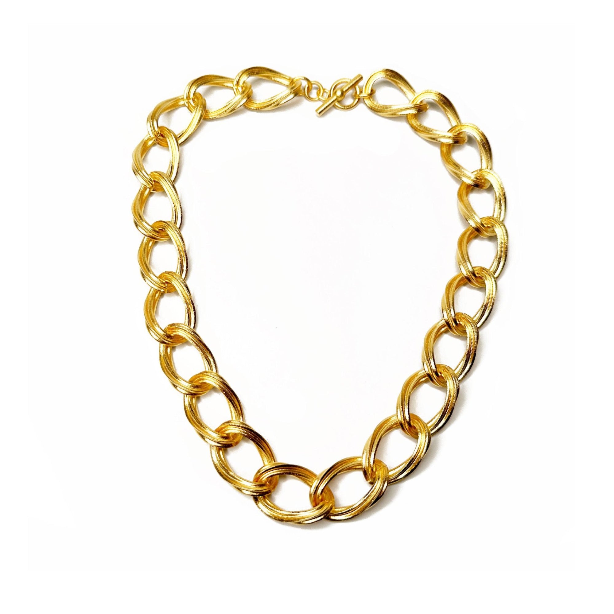 Gold  Textured Chain Link Necklace | Erica Zap Designs