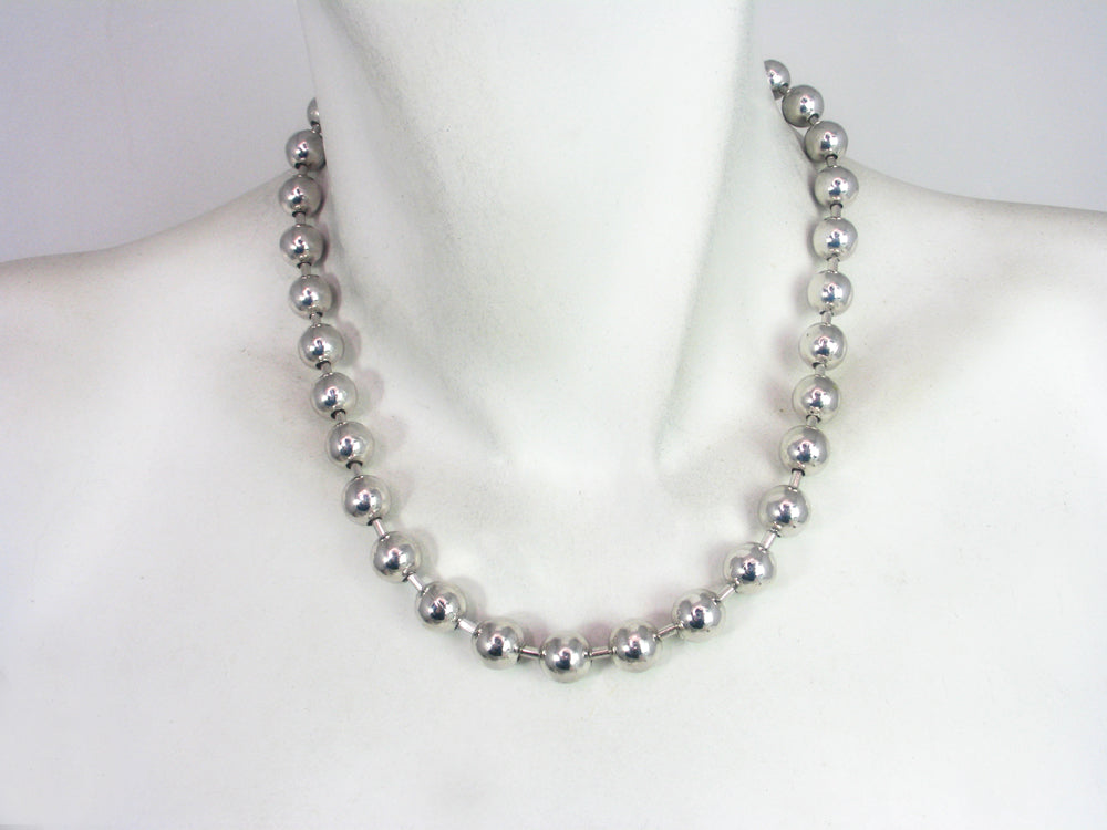 Shiny Rhodium Bead Chain Necklace | Erica Zap Designs
