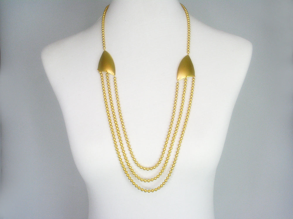 3-Tier Graduated Bead Chain Necklace Gold | Erica Zap Designs