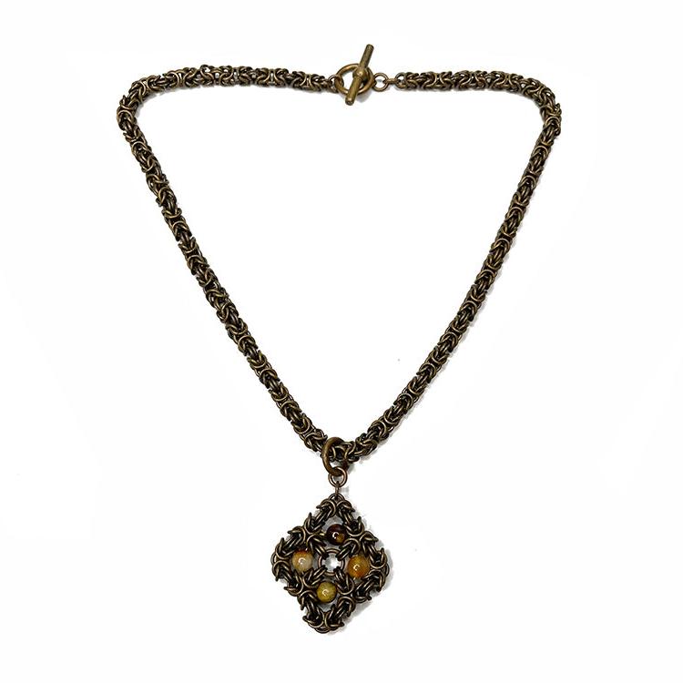 Antique Brass Byzantine Chain Pendant with Jasper | Erica Zap Designs