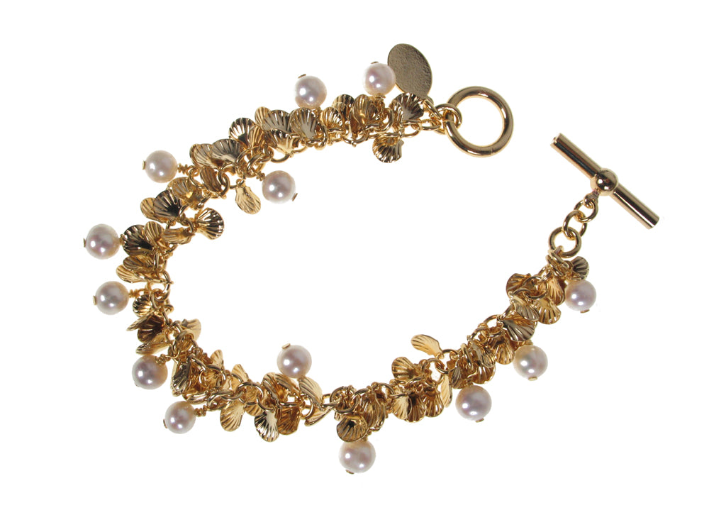 Shell and Pearl Link Metal Bracelet | Erica Zap Designs