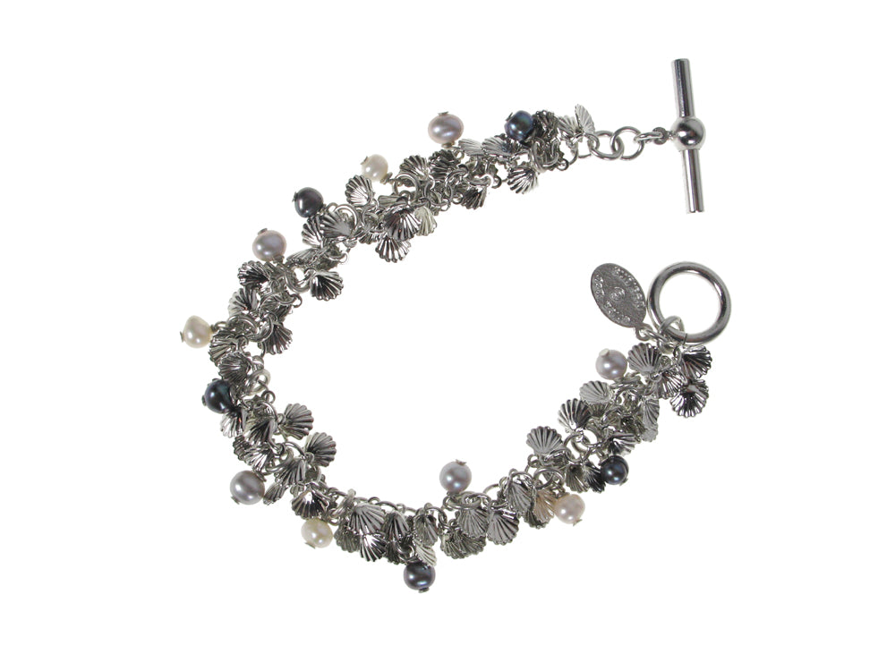 Shell and Pearl Link Metal Bracelet | Erica Zap Designs