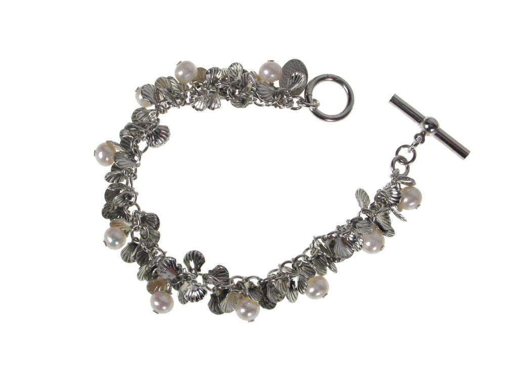 Shell and Pearl Link Metal Bracelet | Erica Zap Designs