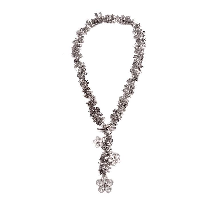 Rhodium Flower Drop Necklace | Erica Zap Designs