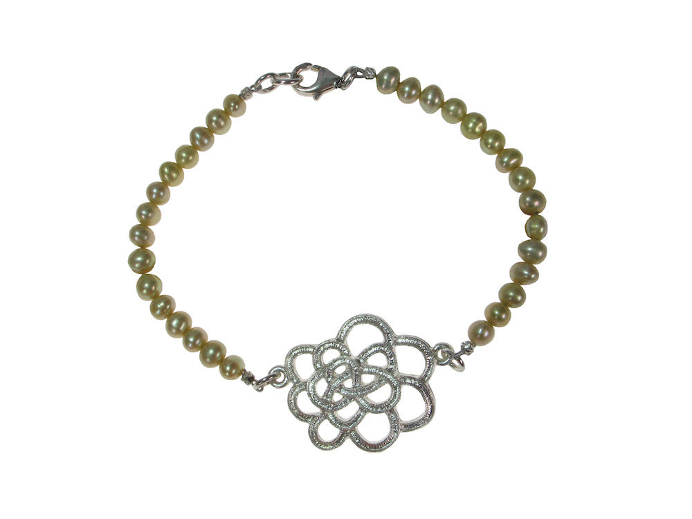 Pearl Bracelet with Sterling Peony | Erica Zap Designs