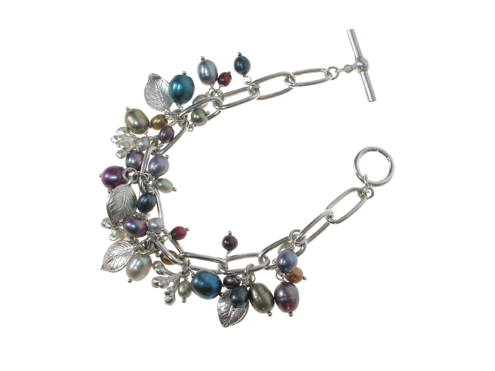 Pearl & Sterling Leaf Cluster Bracelet | Erica Zap Designs