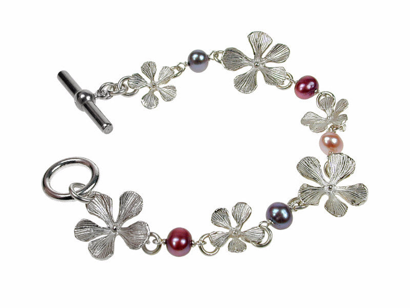 Sterling Filaree Flower & Pearl Linked Bracelet | Erica Zap Designs