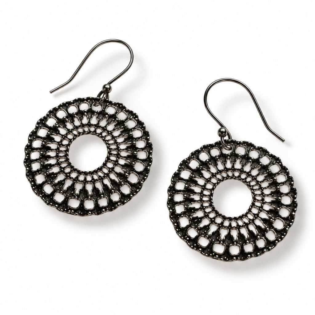 Lace Circle Sterling Earrings | Erica Zap Designs