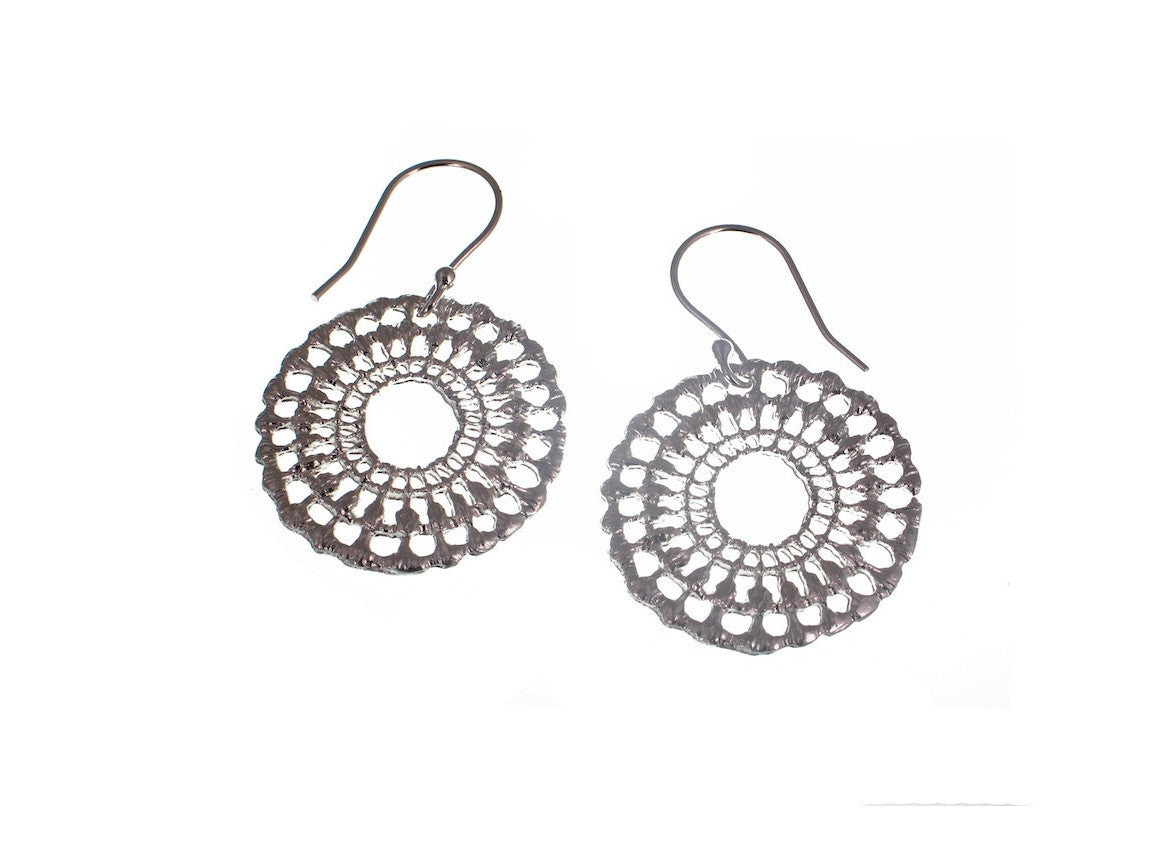 Lace Circle Sterling Earrings | Erica Zap Designs