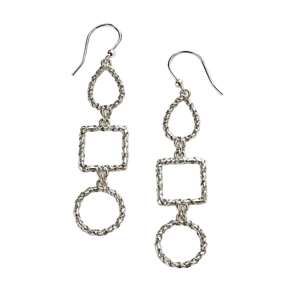 Textured Triple-Drop Geometric Sterling Earrings | Erica Zap Designs