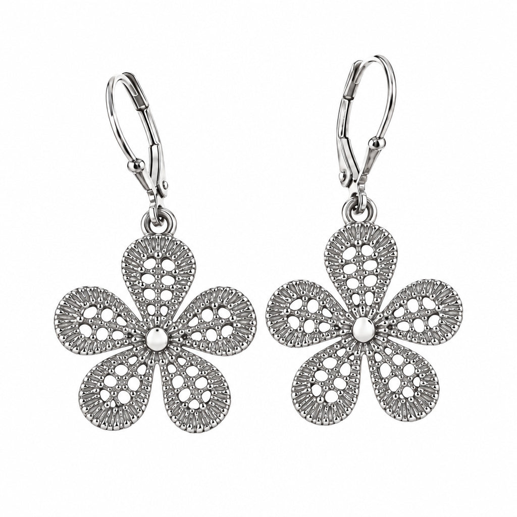 Textured Sterling Flower Earrings | Erica Zap Designs