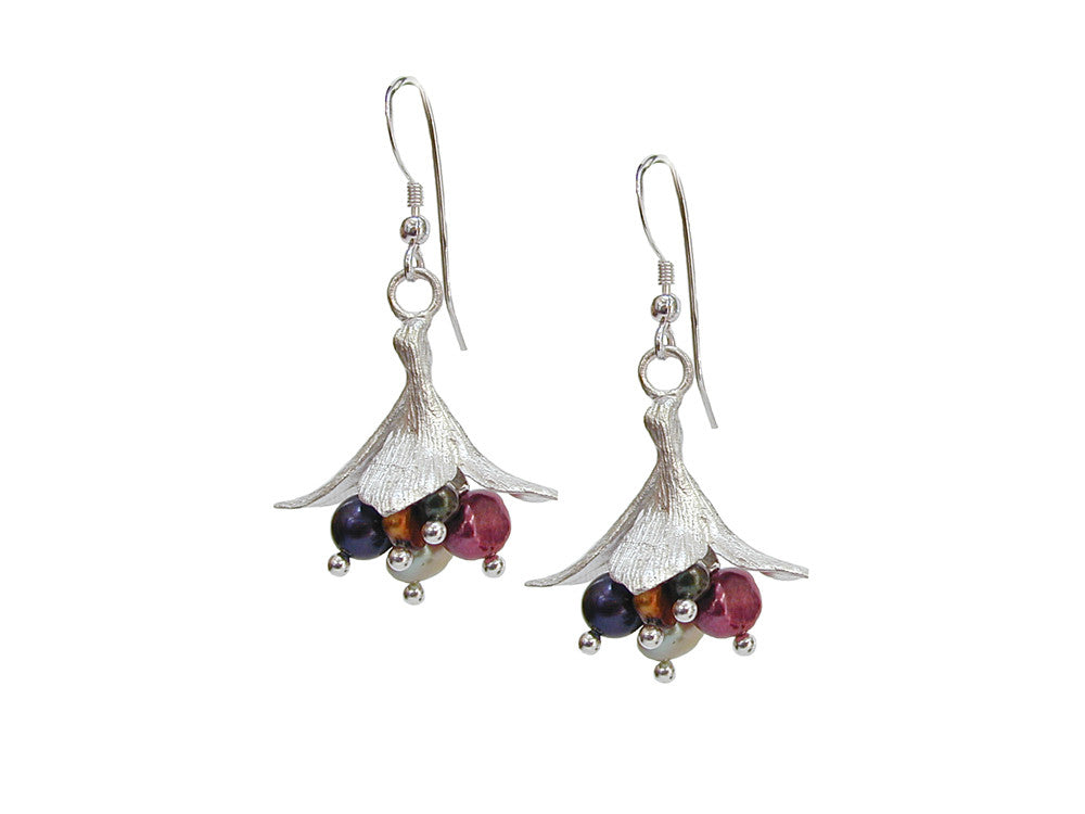 Sterling Leaf & Pearl Cluster Earrings | Erica Zap Designs