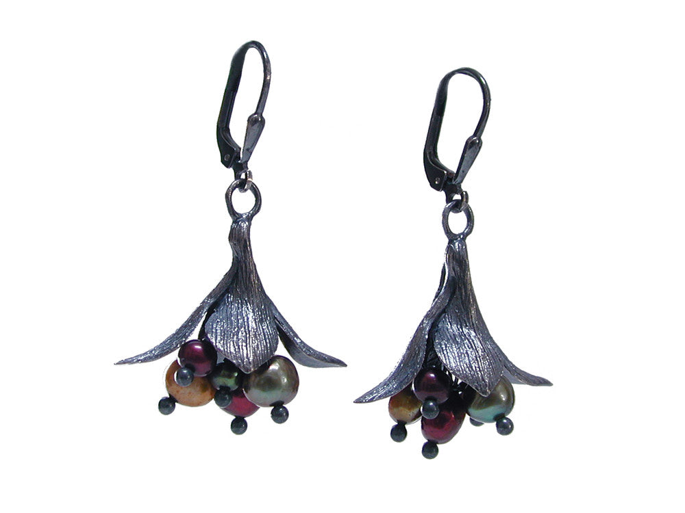 Sterling Leaf & Pearl Cluster Earrings | Erica Zap Designs
