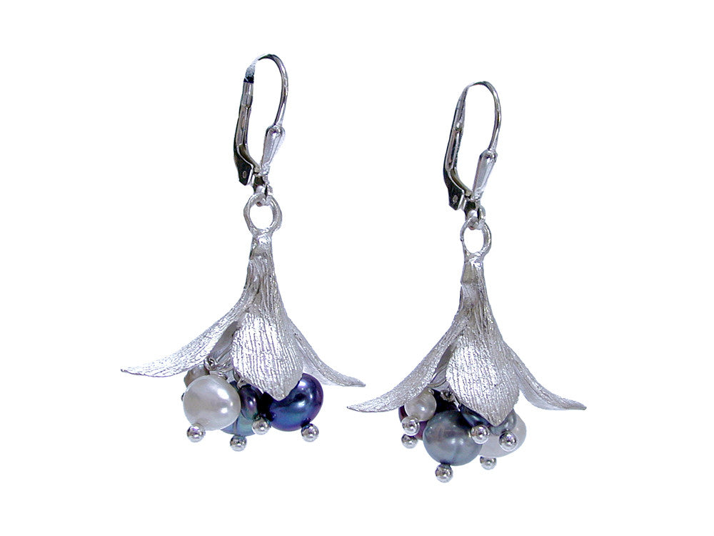 Sterling Leaf & Pearl Cluster Earrings | Erica Zap Designs