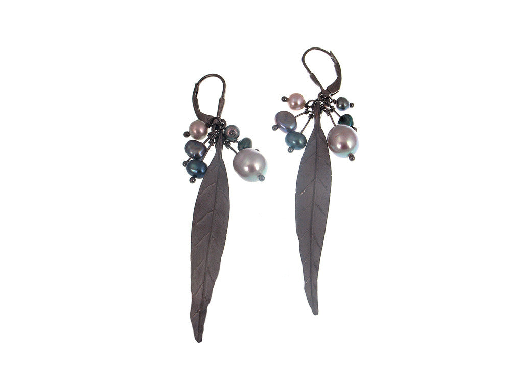Sterling Feather & Pearl Drop Earrings | Erica Zap Designs