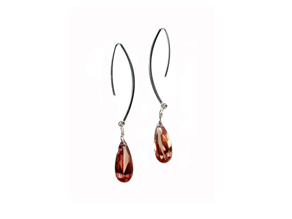 Sterling Wire Earrings with Medium Crystal Drop | Erica Zap Designs