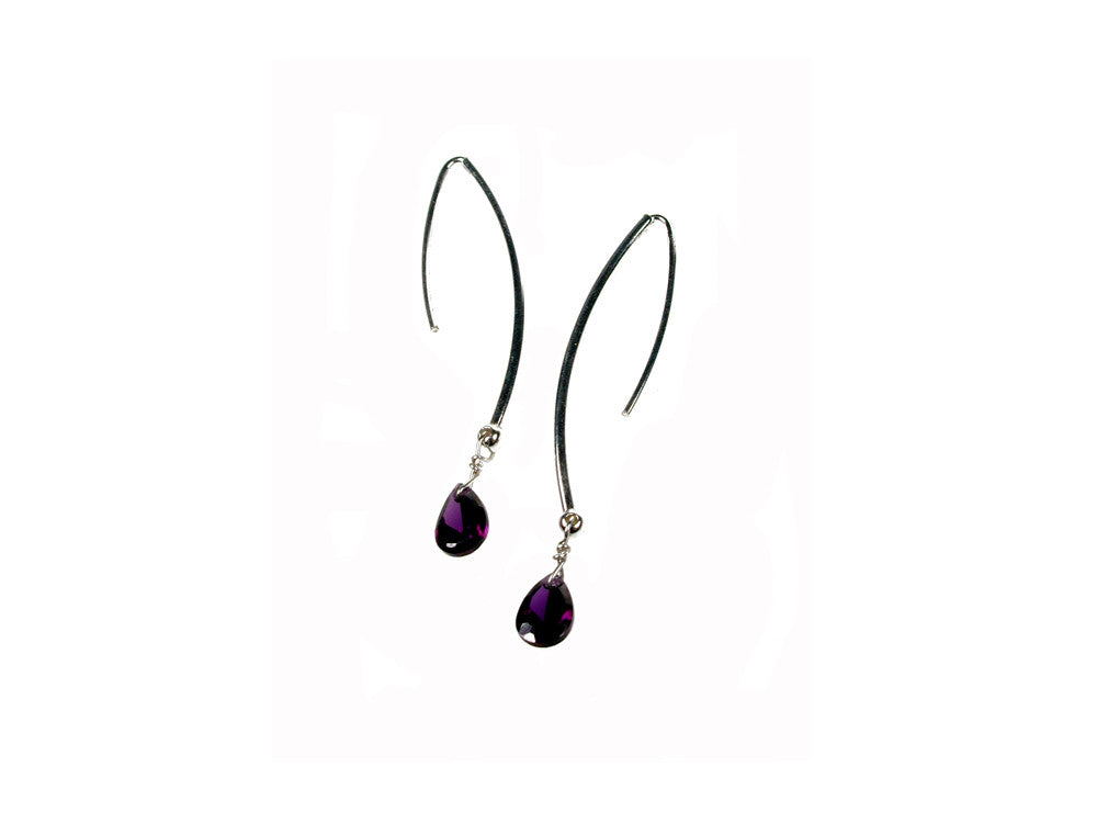 Sterling Wire Earrings with Small Crystal Drop | Erica Zap Designs