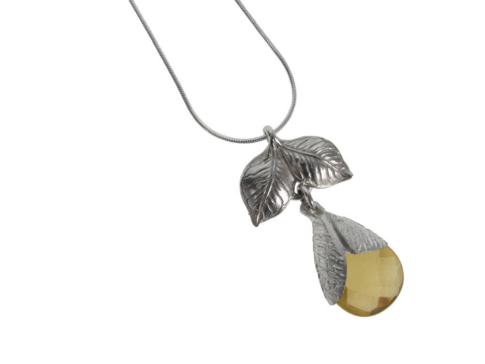 Sterling Leaf & Stone Pendant Necklace | Erica Zap Designs
