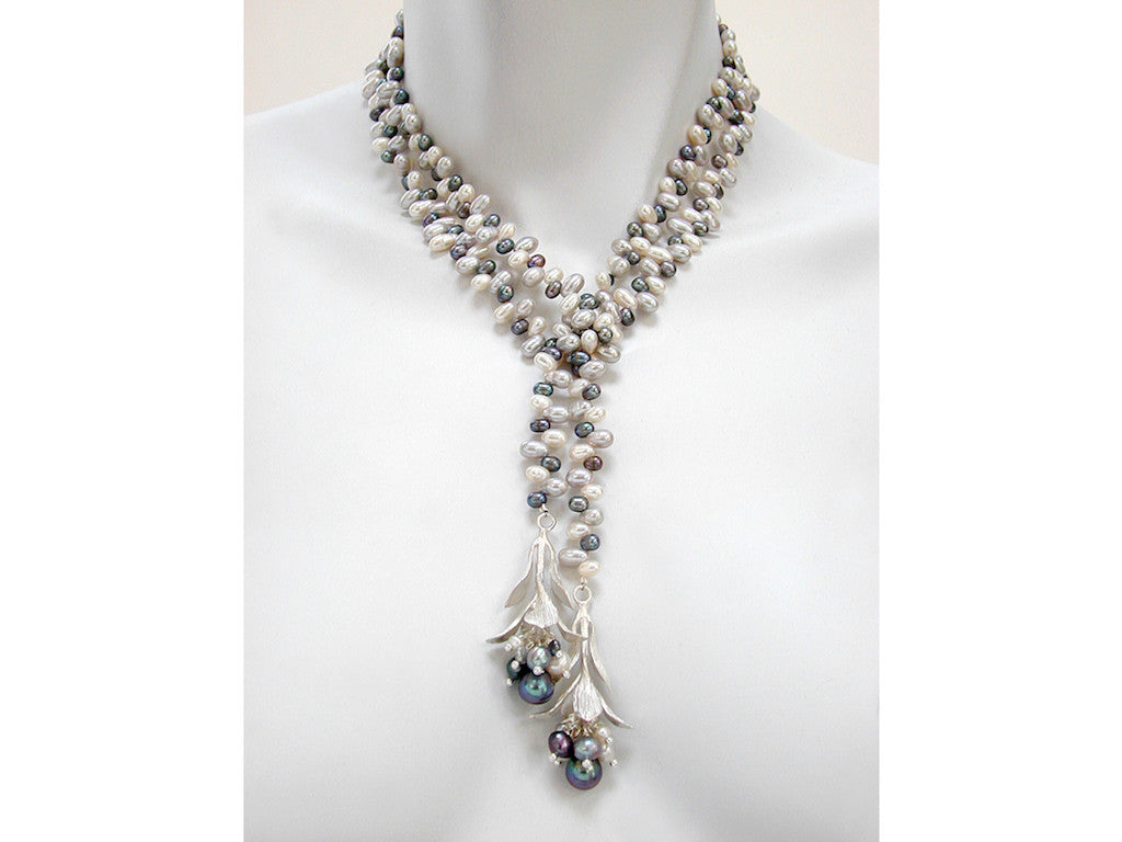 Pearl & Sterling Bud Lariat | Erica Zap Designs