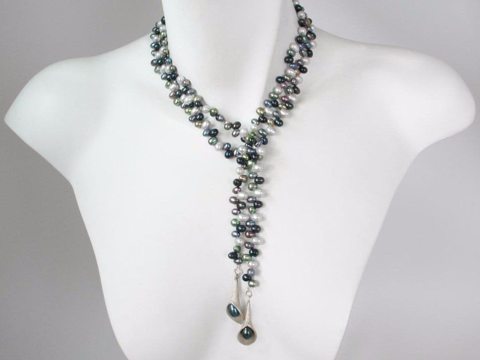 Pearl & Sterling Calla Lily Lariat | Erica Zap Designs